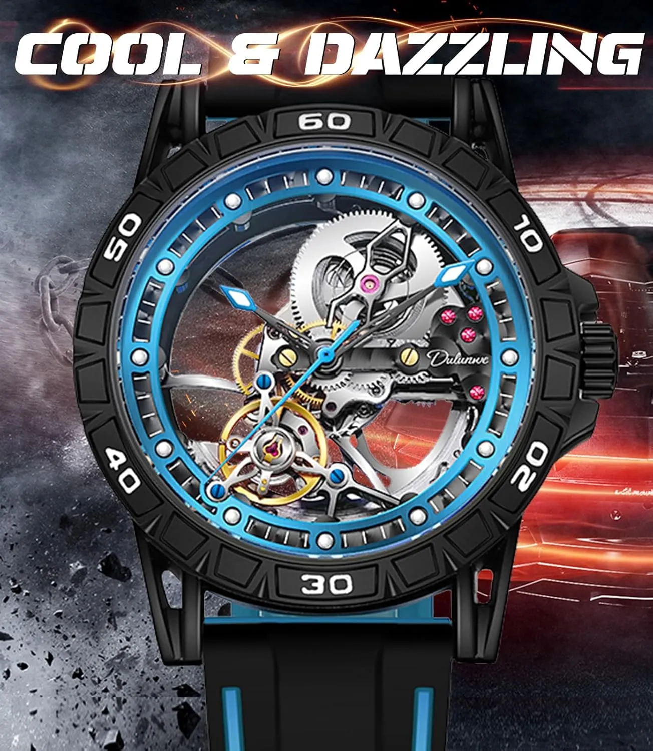 democracy catastrophic flourish Silicone Strap Wristwatch, Available In 5 Colors: Red Orange Yellow Blue And Black FORSINING Men'S Skeleton Self-Wind Mechanical Watch, Gear Hollow Tourbillon Automatic Watches, Luminous Pointer Scale 