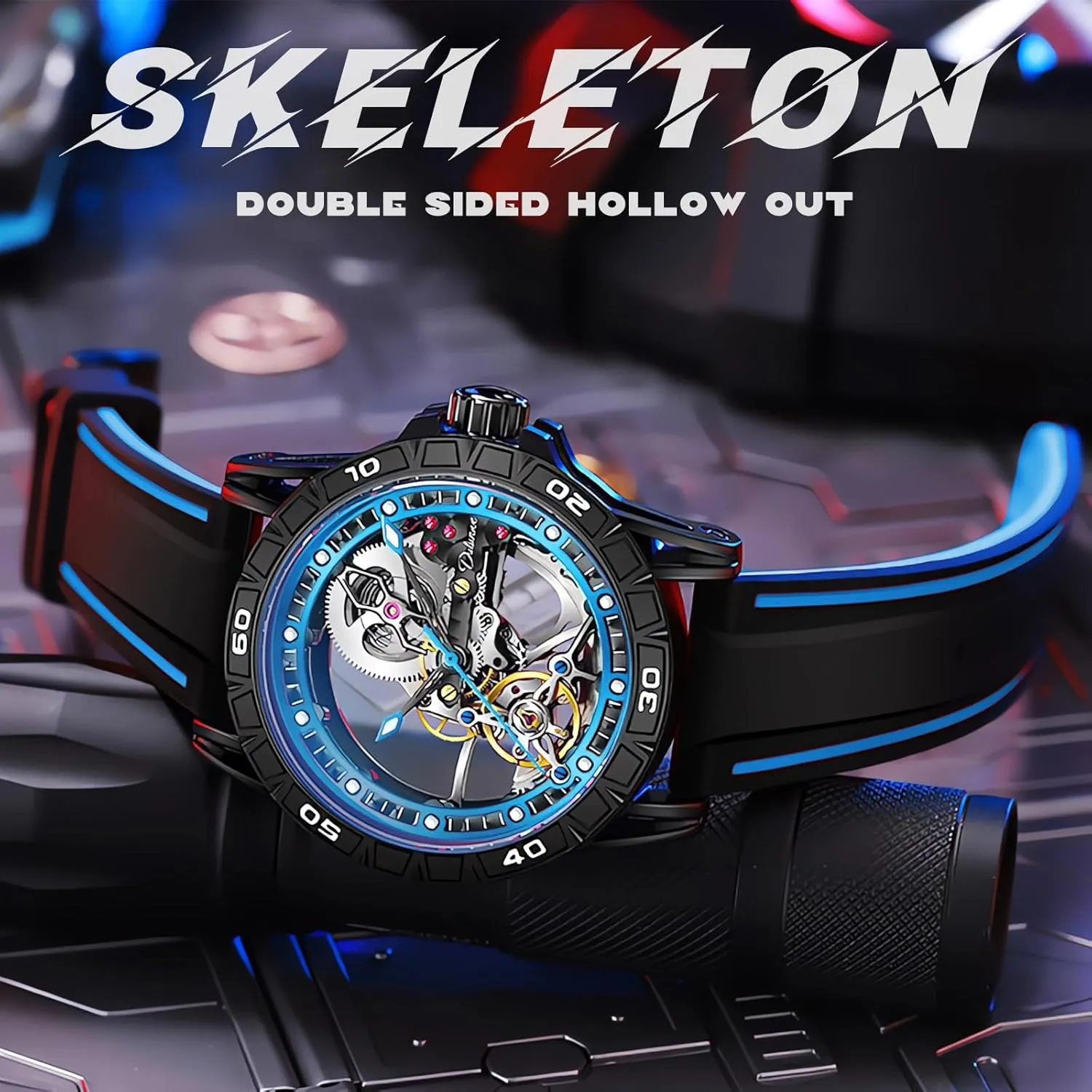 democracy catastrophic flourish Silicone Strap Wristwatch, Available In 5 Colors: Red Orange Yellow Blue And Black FORSINING Men'S Skeleton Self-Wind Mechanical Watch, Gear Hollow Tourbillon Automatic Watches, Luminous Pointer Scale 
