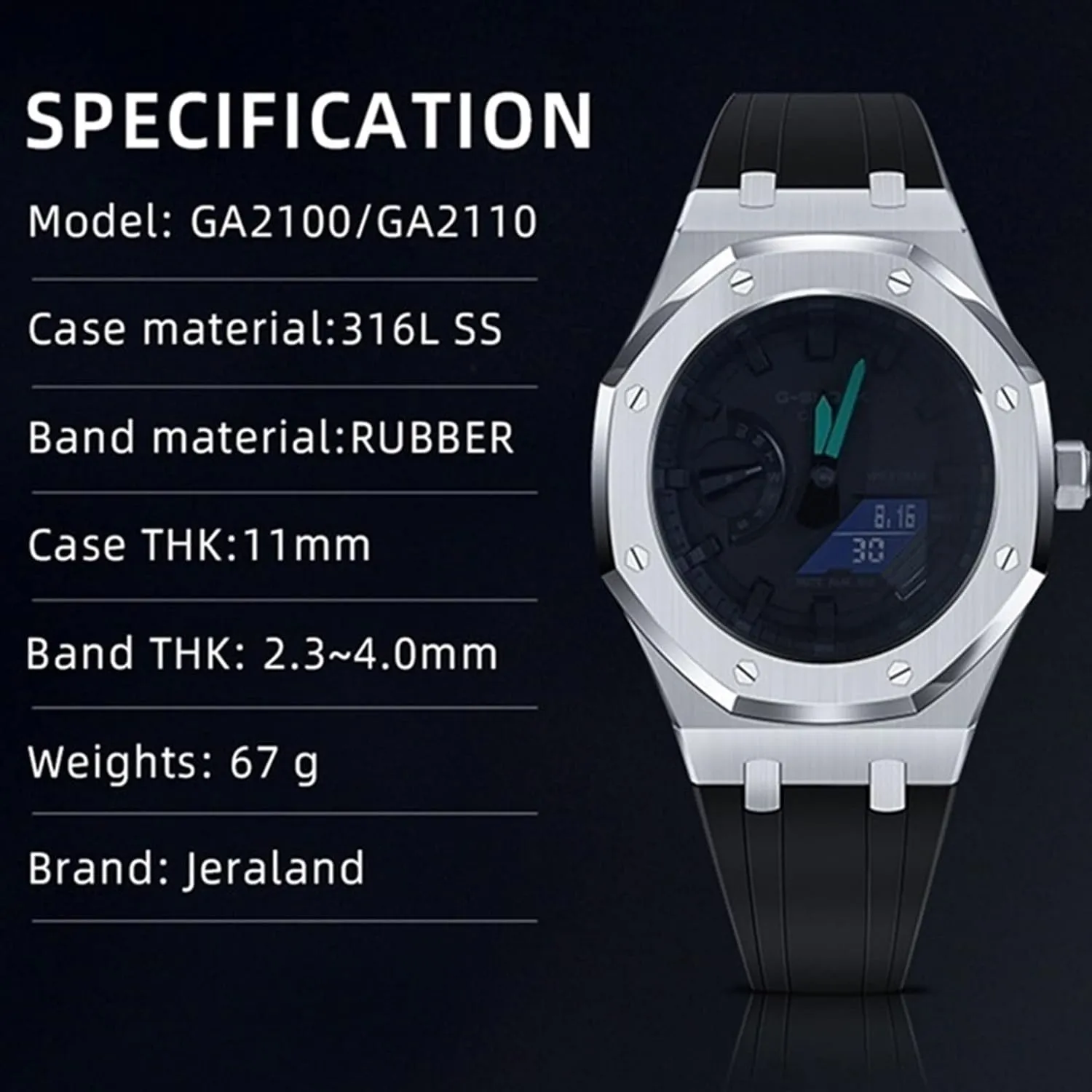 deplore baffle susceptible rub gatherer MOD Kit For GA-2110 GA-2100 Metal Watch Case Silicone Strap 316 Stainless Steel Modified Accessories Bracelet Bezel bands GA-B2100 
