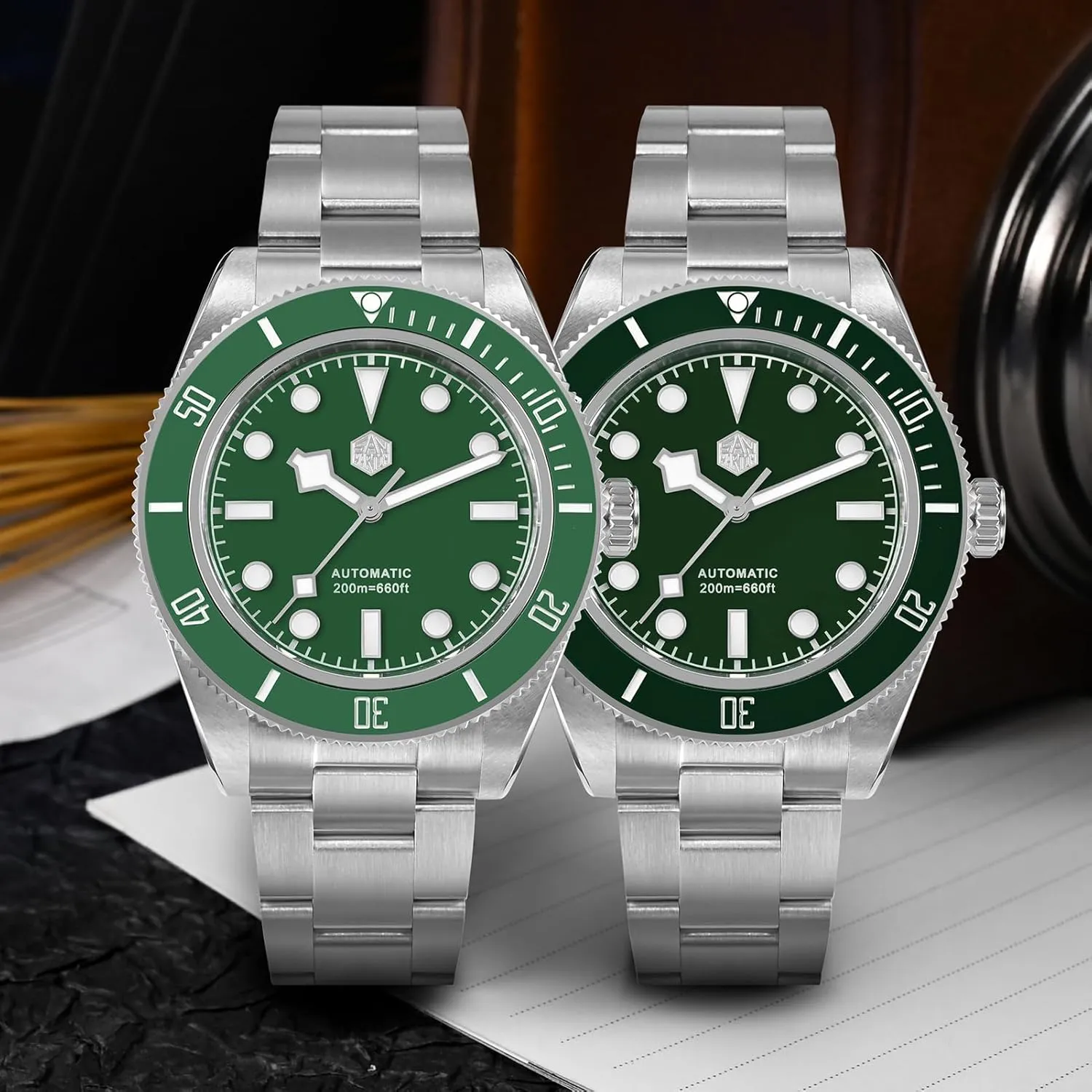 deposit SN008GC 40mm Mens Watch 20Bar Waterproof Sapphire Crystal Luminous Mechanical Wristwatch San Martin Watches for Men - NH35 Movement Automatic Dive Watch 