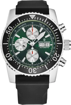 Dial Day-Date Chronograph Rubber Strap debris resort Automatic Watch Men's 17030.6521 'Divers' Green 