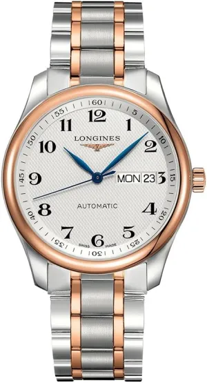 Dial Day-Date Mens Watch L2.755.5.79.7 Longines Master Collection Automatic Stainless alloy Steel and Rose Gold Silver 