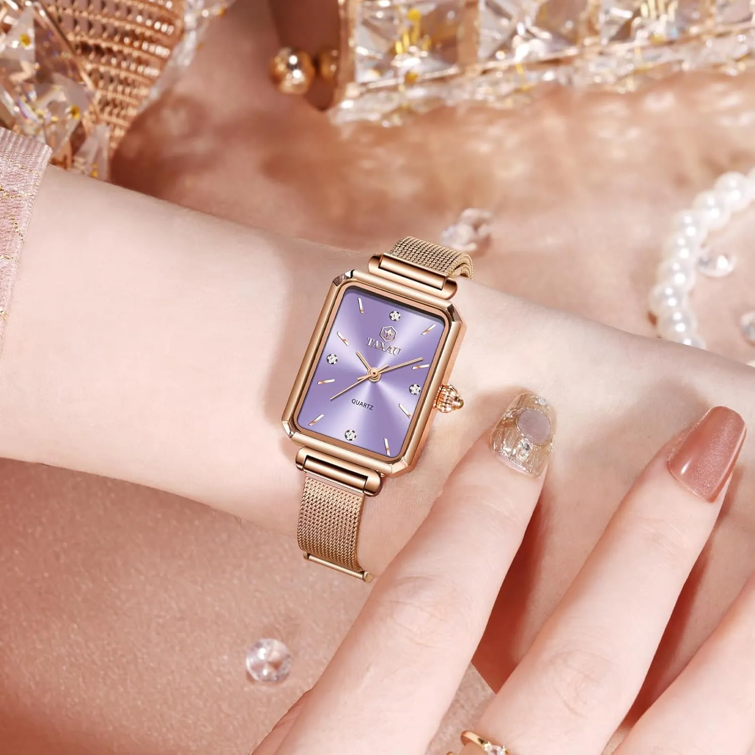 Dial Mesh Bractelet Ladies for staff desire restless Small Wrists Rectangle Face,Exquisite Crown,Vintage Waterproof,reloj para Mujer Stainless Steel Watches for Women,Classisc 