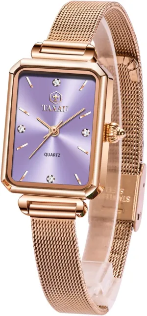 Dial Mesh Bractelet Ladies for staff desire restless Small Wrists Rectangle Face,Exquisite Crown,Vintage Waterproof,reloj para Mujer Stainless Steel Watches for Women,Classisc 