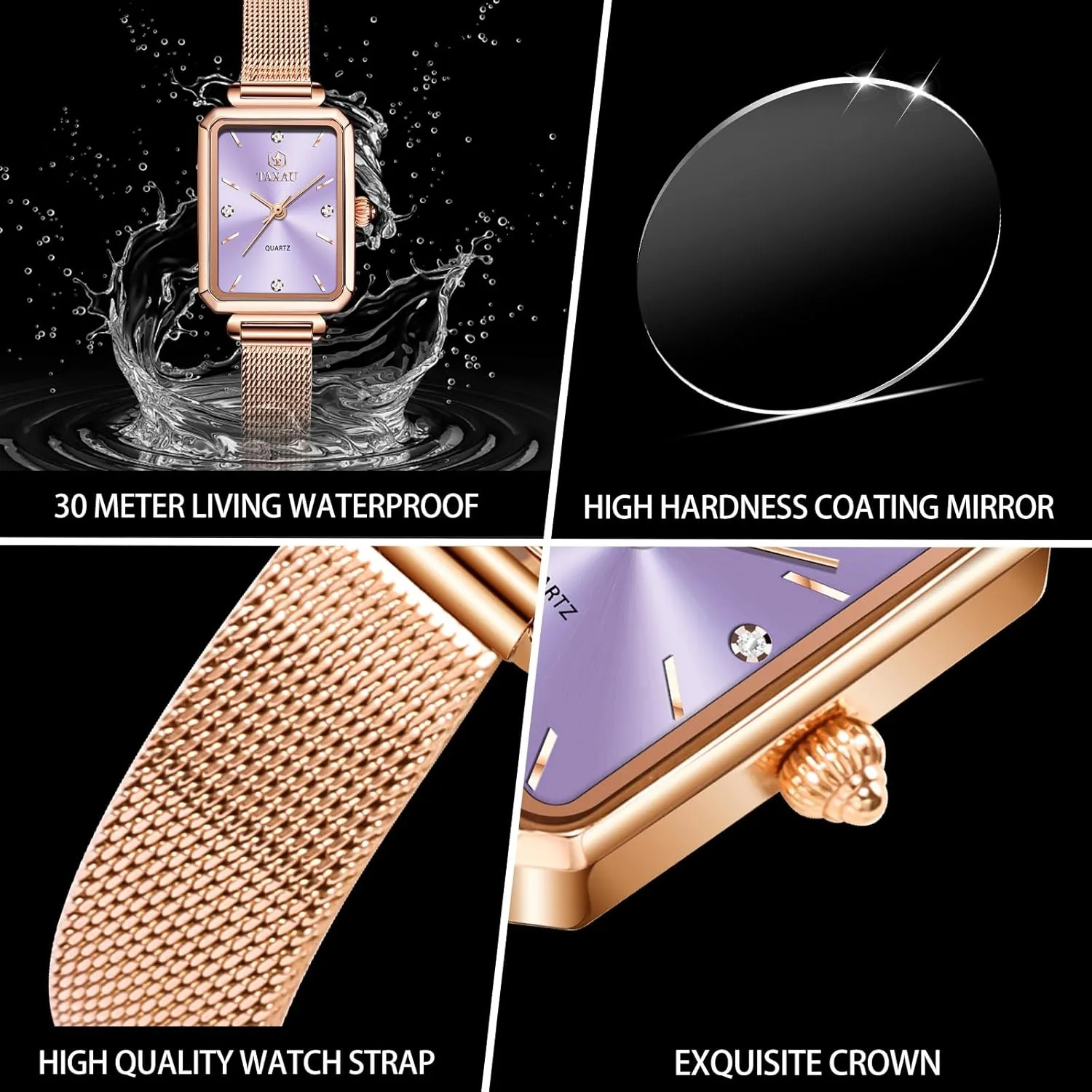 Dial Mesh Bractelet Ladies for staff desire restless Small Wrists Rectangle Face,Exquisite Crown,Vintage Waterproof,reloj para Mujer Stainless Steel Watches for Women,Classisc 