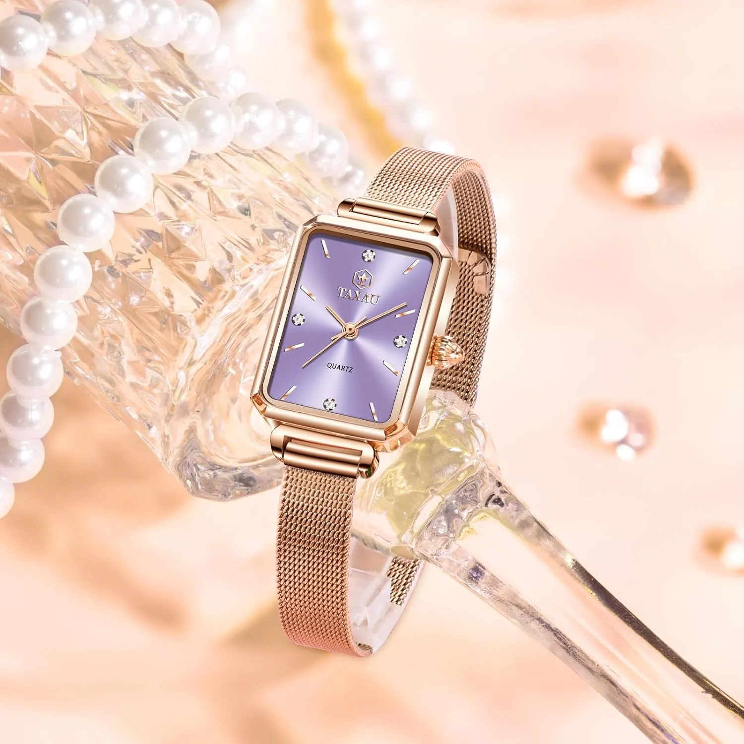 Dial Mesh Bractelet Ladies for staff desire restless Small Wrists Rectangle Face,Exquisite Crown,Vintage Waterproof,reloj para Mujer Stainless Steel Watches for Women,Classisc 