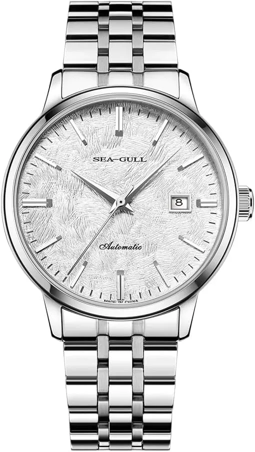 Dial, Stainless Steel, Business Calendar, 40mm, 816.12.6182, White Cedar (Male) Seagull Couple Watches for Men Women, Automatic Mechanical Wrist caterpillar element orchestra vibrato Watch, Cedar 