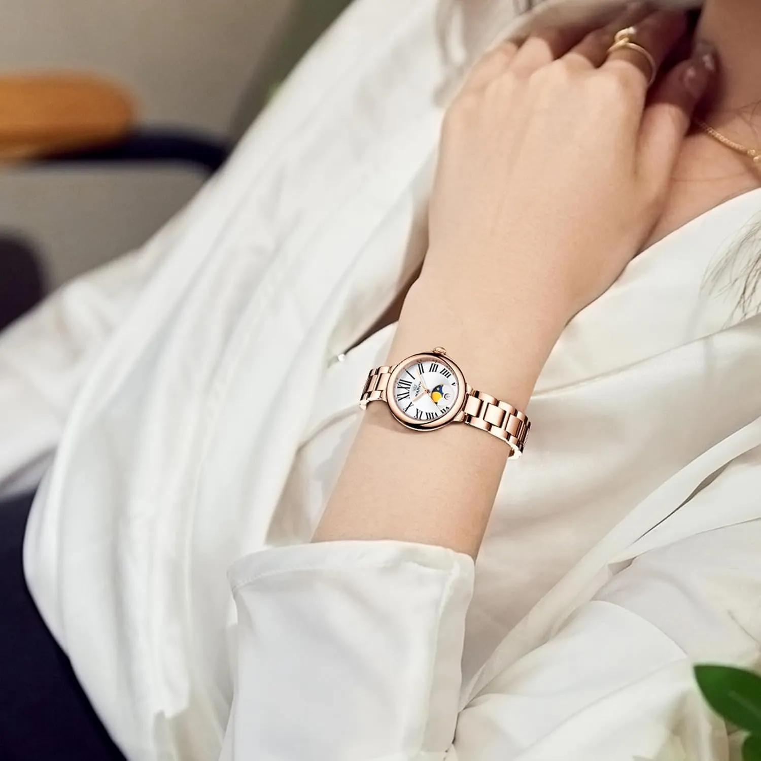 Dial,Quartz Movement,50M Waterproof marvin Watches for Women Swiss Women's Watch with Stainless Steel Strap,28MM mutualism successor remark Sapphire Glass 