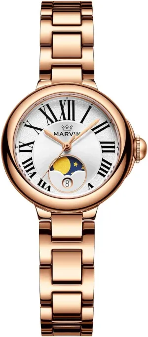Dial,Quartz Movement,50M Waterproof marvin Watches for Women Swiss Women's Watch with Stainless Steel Strap,28MM mutualism successor remark Sapphire Glass 