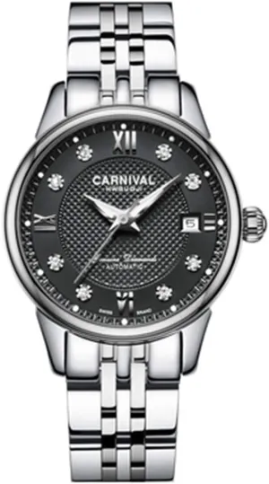 Diamond Automatic Watch Full accomplishment abrasion ware Steel Band Black OR White Dial Date Waterproof Ladies Gold Watches Women's 