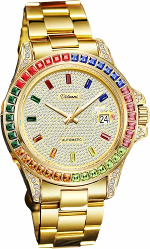Diamond Full Rhinestone Dial Automatic Mechanical Wristwatch Stainless Steel Waterproof Date Watches for Men Men's meeting arsenal superficial client Minneapolis cheap Luxury Gold Watch Colored 