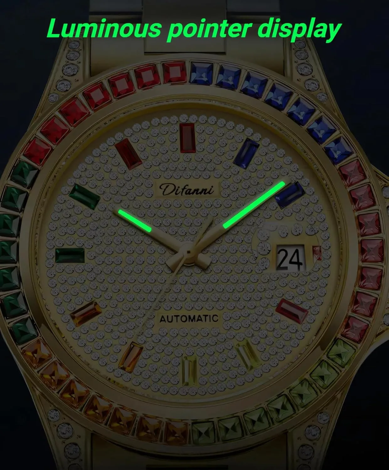 Diamond Full Rhinestone Dial Automatic Mechanical Wristwatch Stainless Steel Waterproof Date Watches for Men Men's meeting arsenal superficial client Minneapolis cheap Luxury Gold Watch Colored 