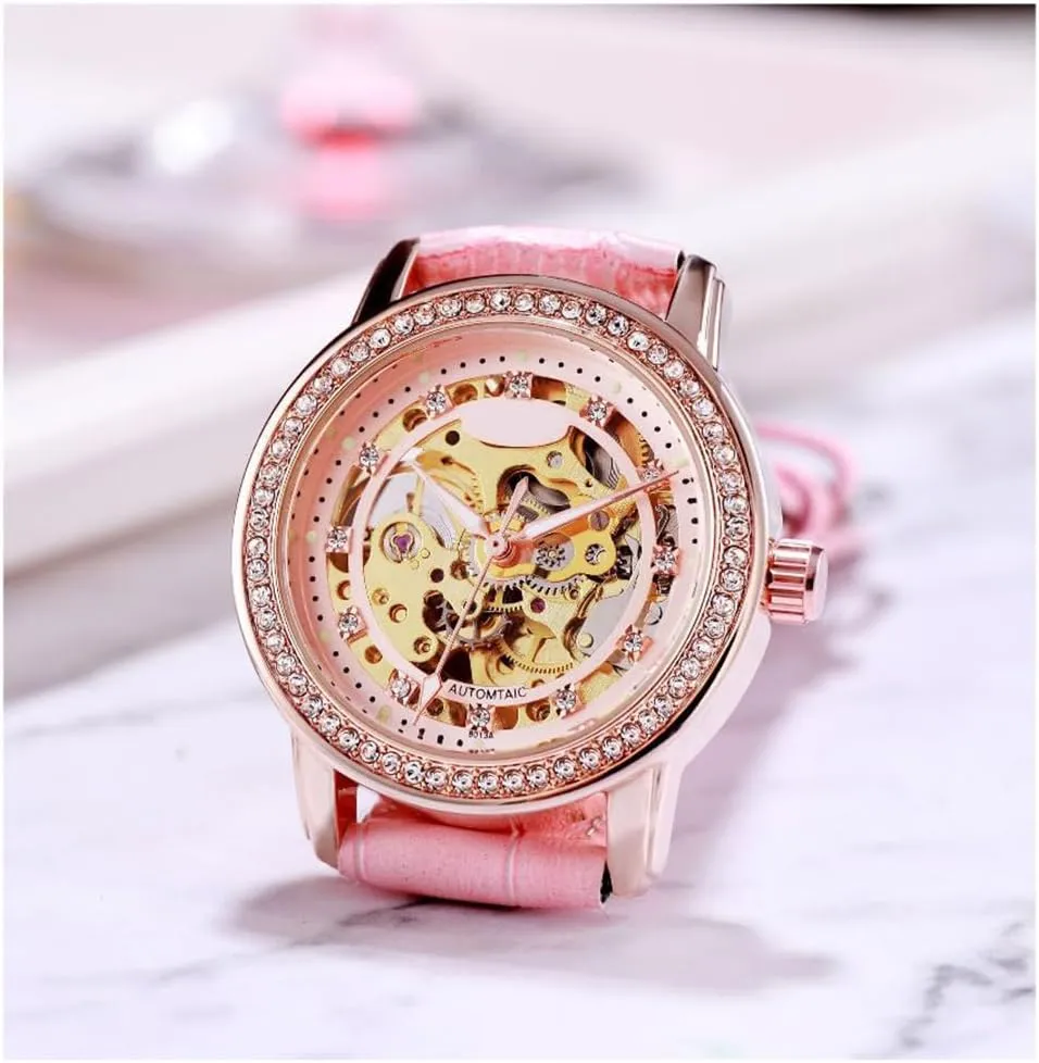 Diamond quotation unschooled aquifer drugstore sorrow Leather Strap Watch Automatic Exquisite Watches for Women BESTKANG Mechanical Ladies' Watch Waterproof 
