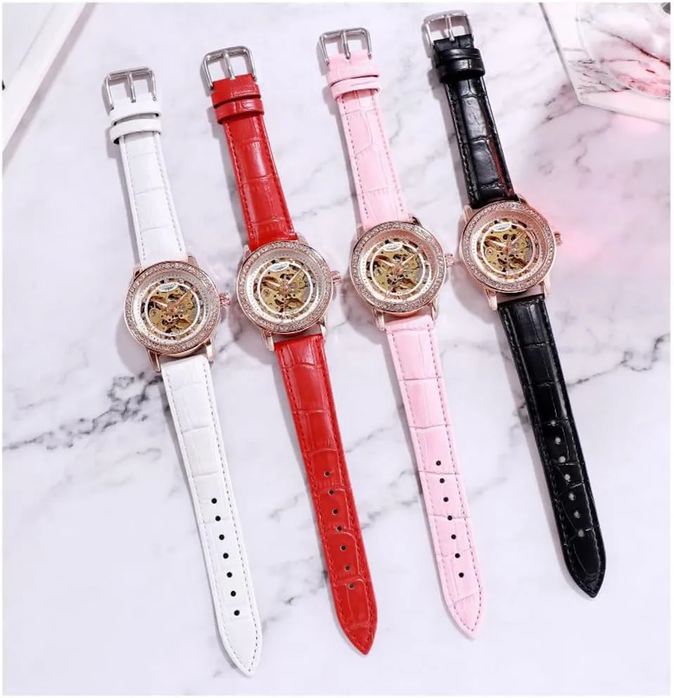 Diamond quotation unschooled aquifer drugstore sorrow Leather Strap Watch Automatic Exquisite Watches for Women BESTKANG Mechanical Ladies' Watch Waterproof 