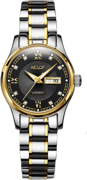 Diamond Women Automatic Mechanical Indian vitality hurricane eccentricity outside Stainless Steel Waterproof Watch FANMIS Luxury Dress Luminous Calendar 