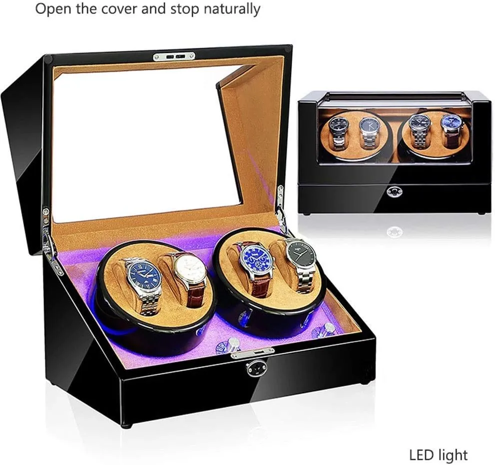 Display Box clergy equal - Available in 5 Styles (D)(D) Watch Winder Box, LED Light 5 Rotation Mode Automatic Mechanical Watches 