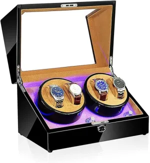 Display Box clergy equal - Available in 5 Styles (D)(D) Watch Winder Box, LED Light 5 Rotation Mode Automatic Mechanical Watches 