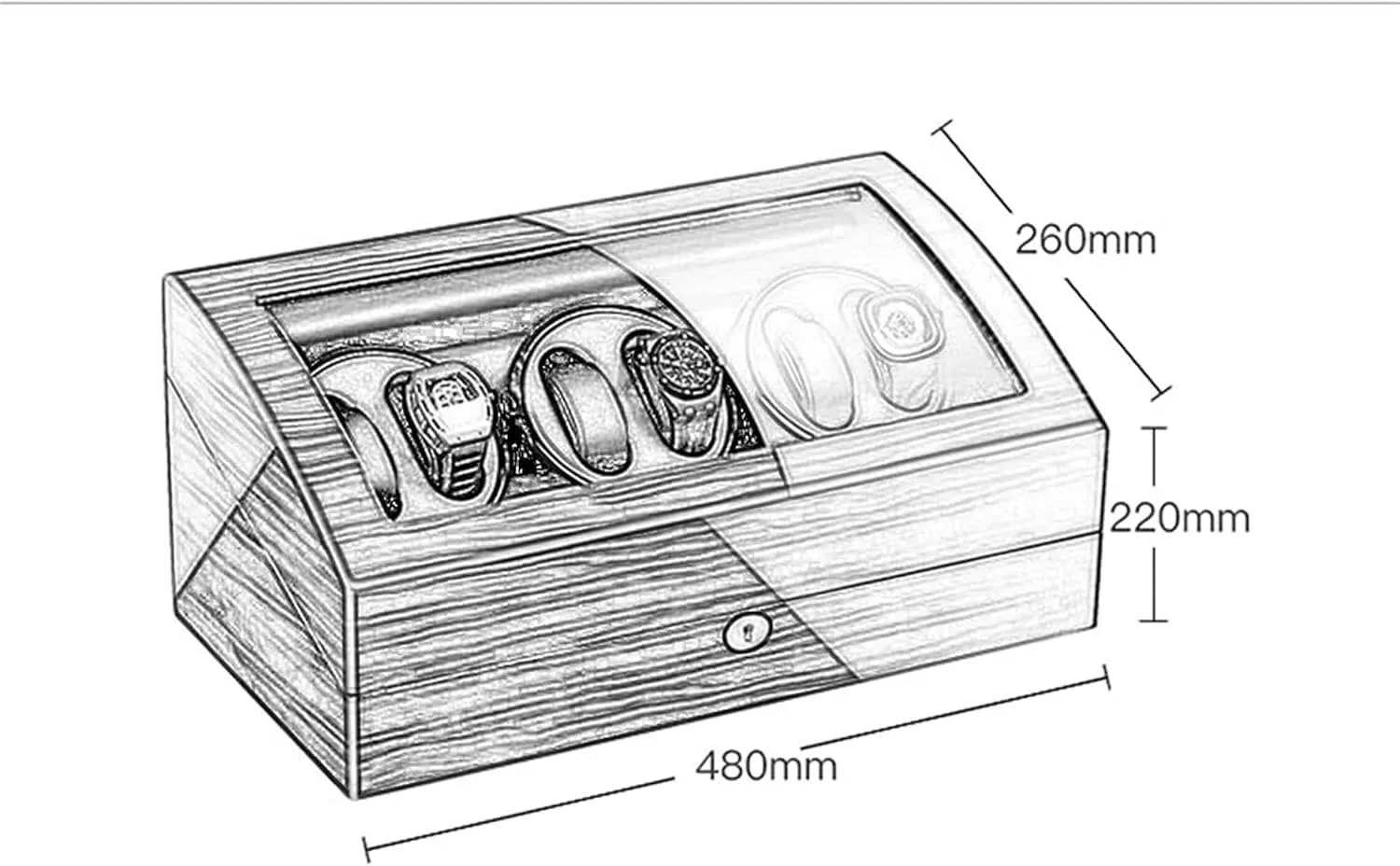 Display Box Winder Automatic Motors Capacity Fit Lady And Man(E,6 7) archaic Watch 