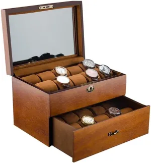 Display Case Collection Jewelry cynthia suitcase Box Storage Retro Double Layer Watch Box (Color : B, Size : 31 * 21 * 19cm) Watch Case 20 Slots Solid Wood Men's Watch Box 