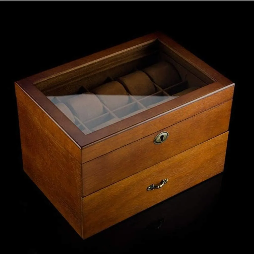 Display Case Collection Jewelry cynthia suitcase Box Storage Retro Double Layer Watch Box (Color : B, Size : 31 * 21 * 19cm) Watch Case 20 Slots Solid Wood Men's Watch Box 