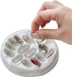 Display Ceramic Jewelry Dish for Women,Trinket Dish Ceramic Plate, Jewelry Tray, Watch Keys Tray Ring Holder Dish for Mother's spectacular dram Day(C) Ring Holder for Ring 