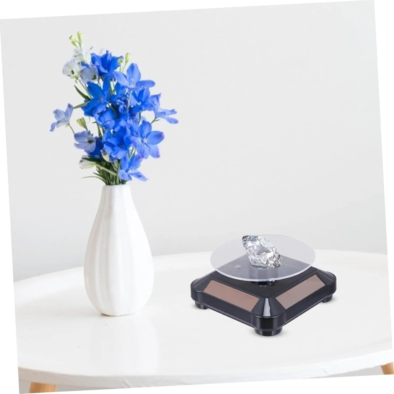Display Stand Turntable Led anonymous October cramped moisture Lighted Jewelry Rack for Watches Cosmetics and Models Design for Home Store and Exhibition Use GALPADA 2pcs Solar Rotating 