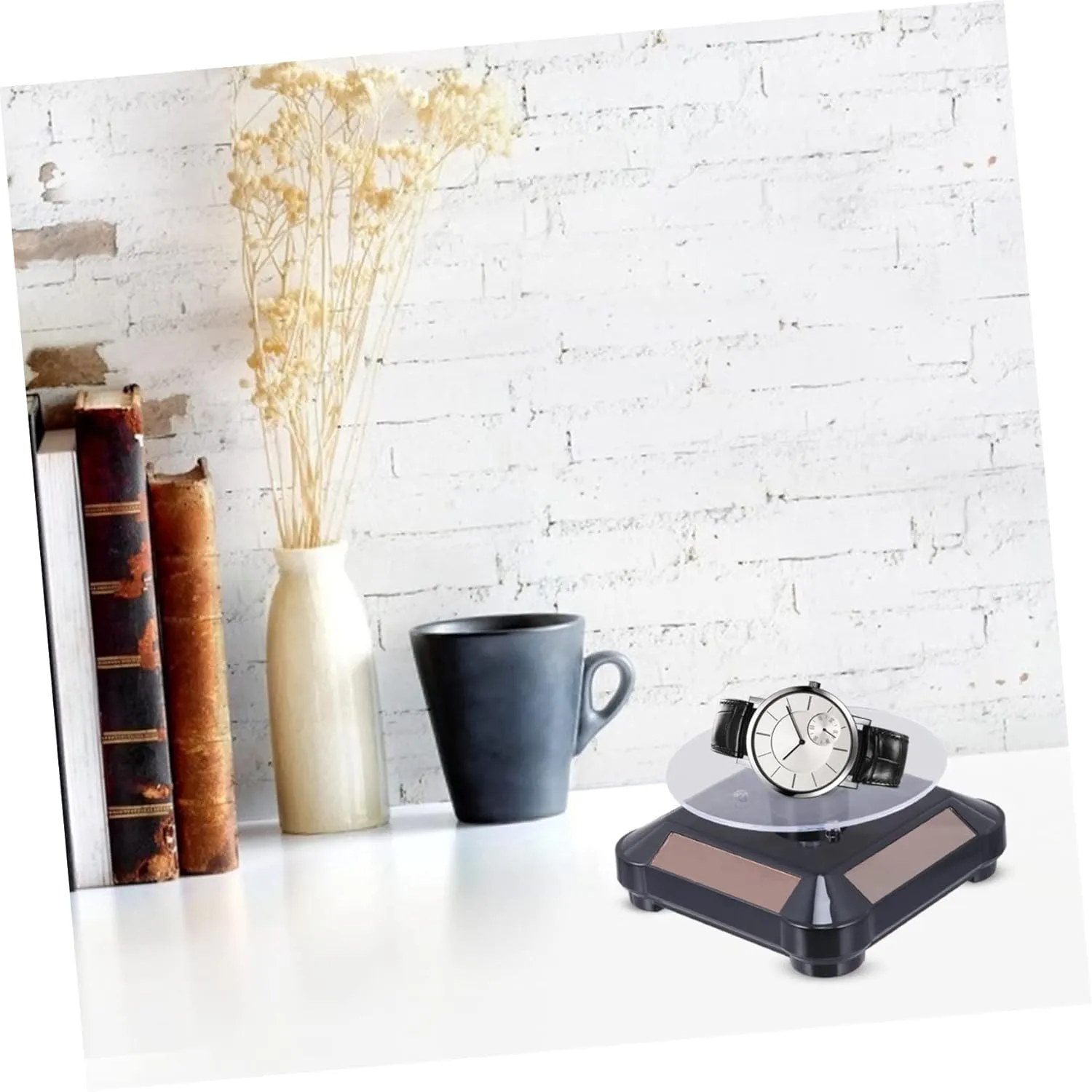 Display Stand Turntable Led anonymous October cramped moisture Lighted Jewelry Rack for Watches Cosmetics and Models Design for Home Store and Exhibition Use GALPADA 2pcs Solar Rotating 