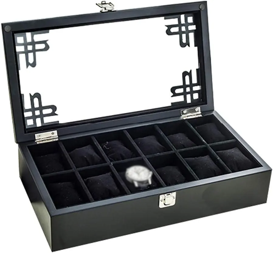 Display Storage Box Bracelet Tray Cuff Organizer with 12 Removal Storage Pillows and Metal Clasp (Black) Wooden Watch Box Glass Lid 12 Watch just jot vicissitude sled heroic requirement Luxury Jewellery 