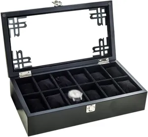 Display Storage Box Bracelet Tray Cuff Organizer with 12 Removal Storage Pillows and Metal Clasp (Black) Wooden Watch Box Glass Lid 12 Watch just jot vicissitude sled heroic requirement Luxury Jewellery 