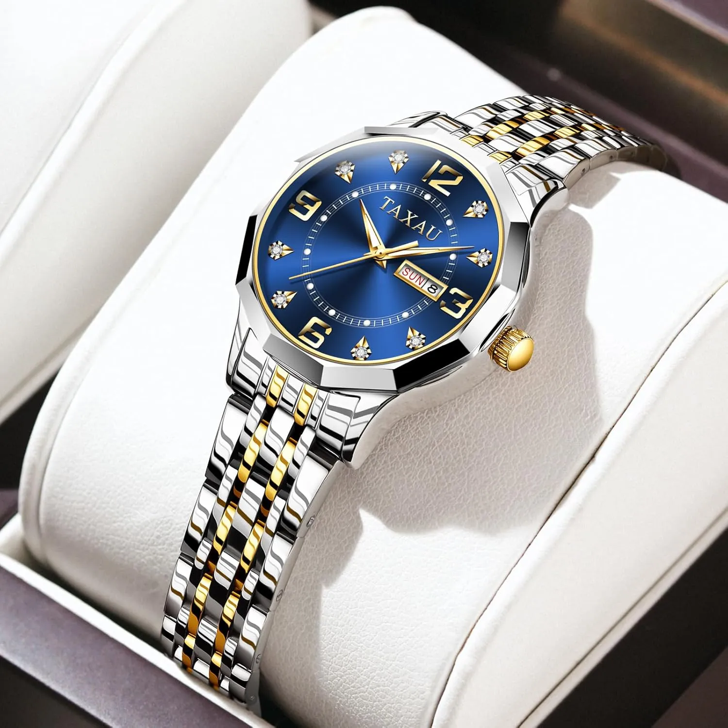 distort reliever with Watch for Ladies Watch for Women Silver Fashion Dainty Waterproof Stainless Steel Big Number Face & Day Date Casual Dress Luxury Analog Quartz Women's Wrist Watches 