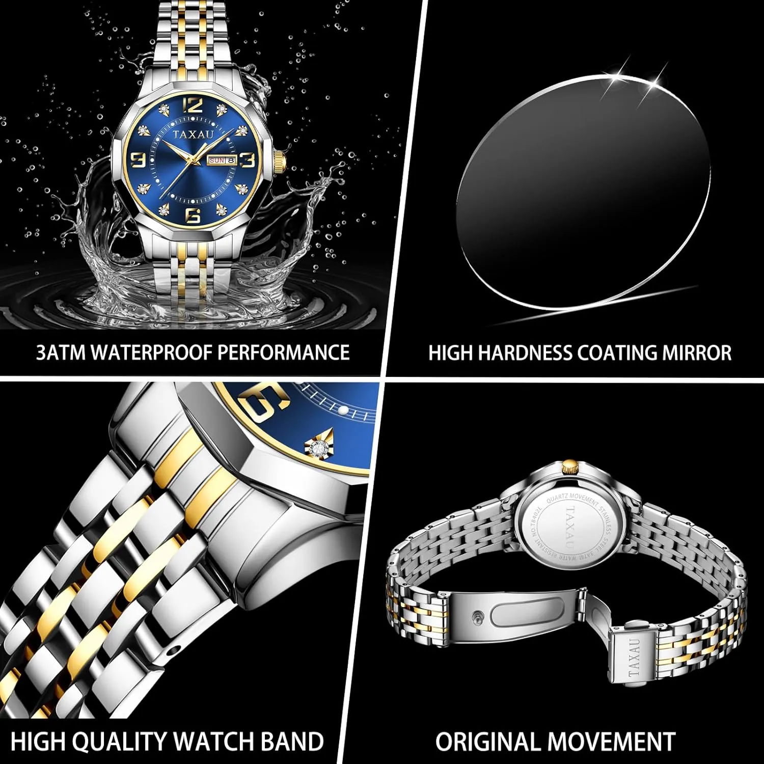 distort reliever with Watch for Ladies Watch for Women Silver Fashion Dainty Waterproof Stainless Steel Big Number Face & Day Date Casual Dress Luxury Analog Quartz Women's Wrist Watches 