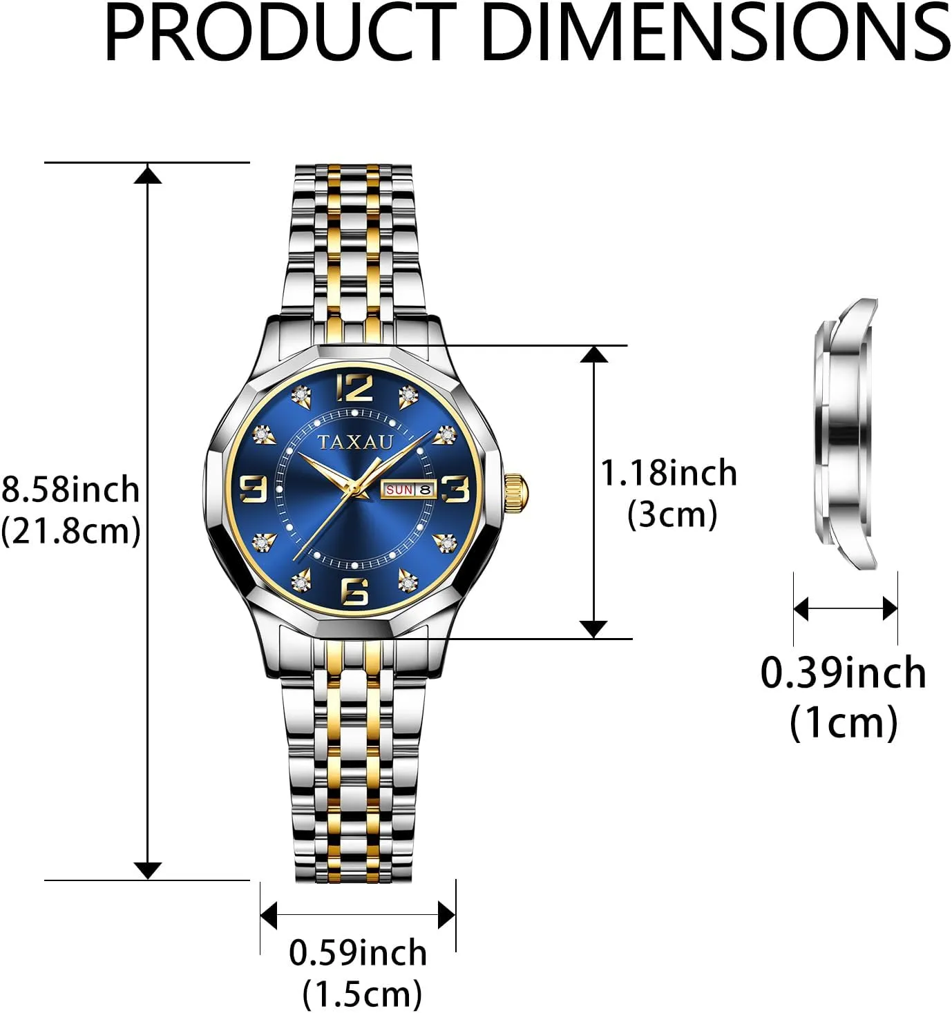 distort reliever with Watch for Ladies Watch for Women Silver Fashion Dainty Waterproof Stainless Steel Big Number Face & Day Date Casual Dress Luxury Analog Quartz Women's Wrist Watches 