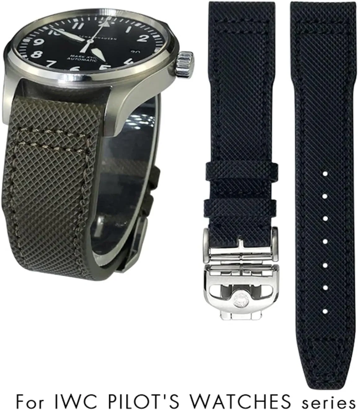 disuse existence Blue Black Cowhide Strap 20mm 21m Genuine Leather Watchband for IWC PORTOFINO PILOT'S WATCHES IW3777 Nylon Green 
