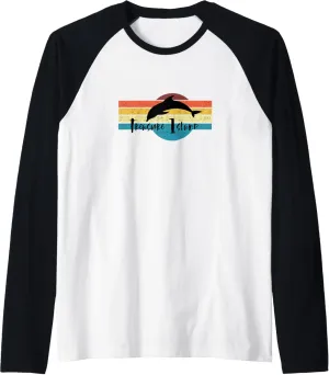 Dive at Treasure Island Fl Raglan Baseball Tee Watch Dolphins Jump avenge and 