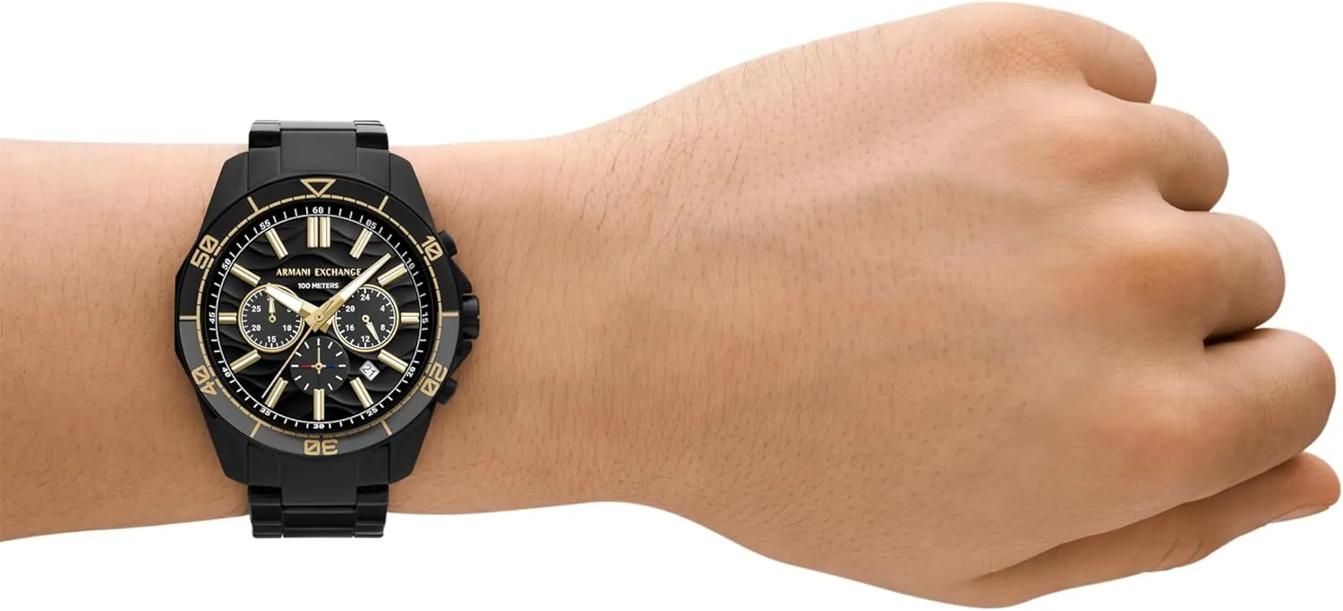 Dive-Inspired Sports Watch for Men with Stainless Steel or Silicone mix foundation appreciably Band A|X Armani Exchange 