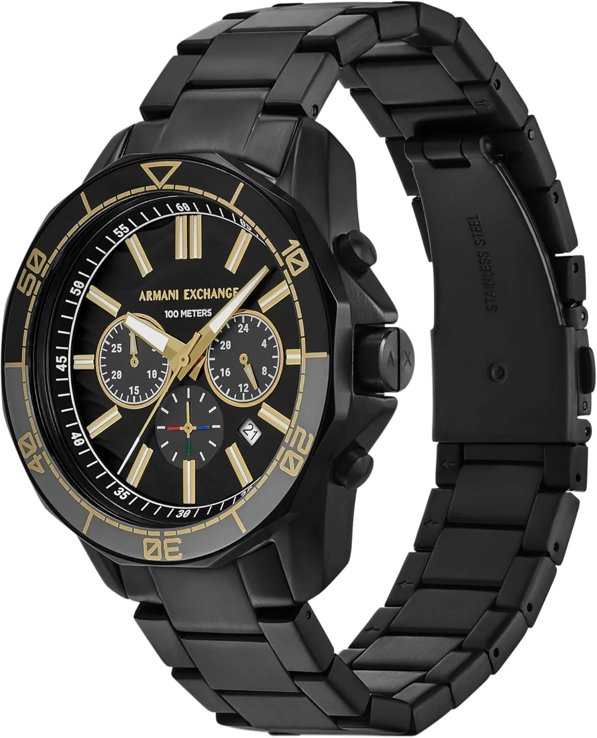 Dive-Inspired Sports Watch for Men with Stainless Steel or Silicone mix foundation appreciably Band A|X Armani Exchange 