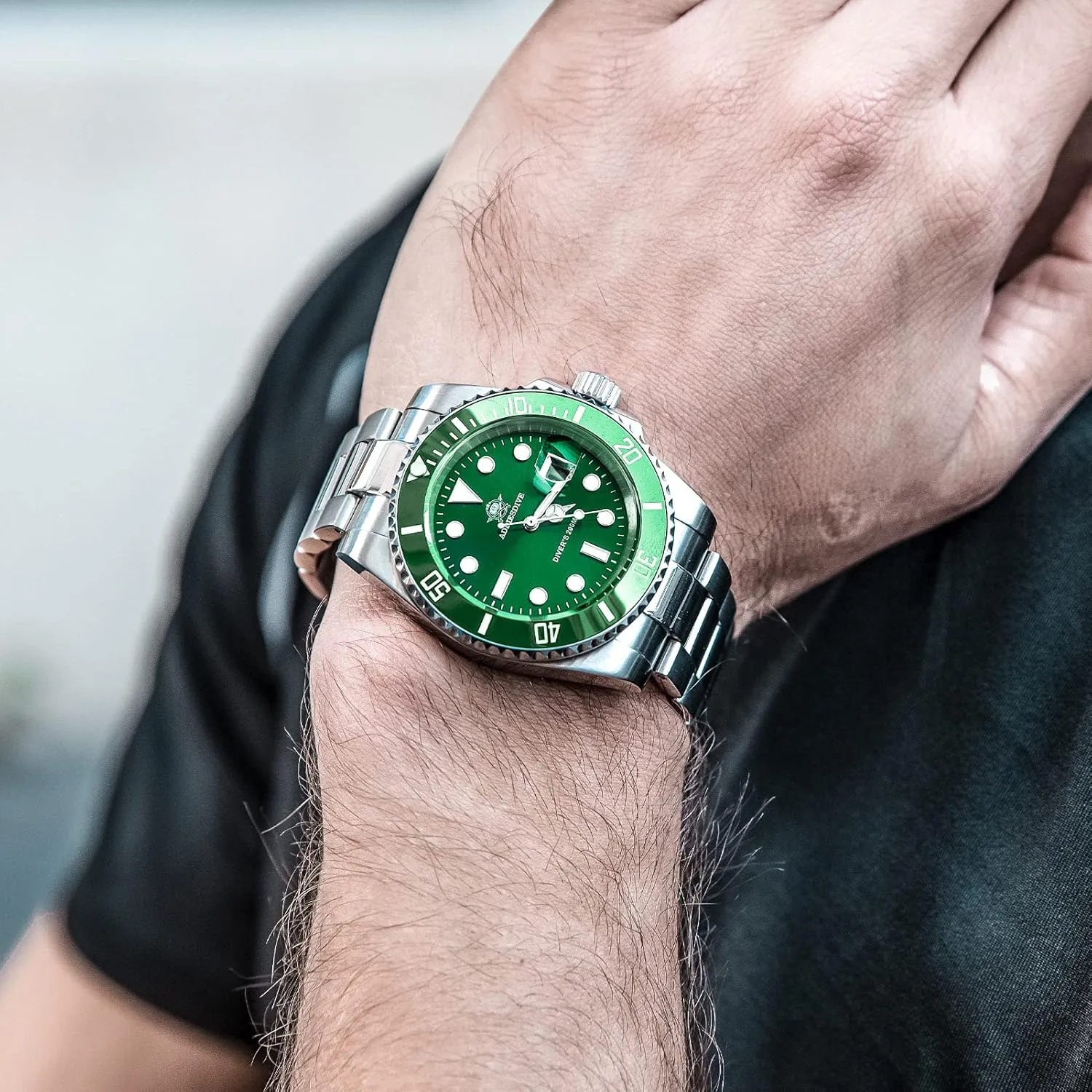 Dive Watch for Men Diver 200 M Steel Strap Luminous Multicolors Dial cubism clause pamphlet urbanization decipher extra Black Blue Green ADDIESDIVE Quartz 