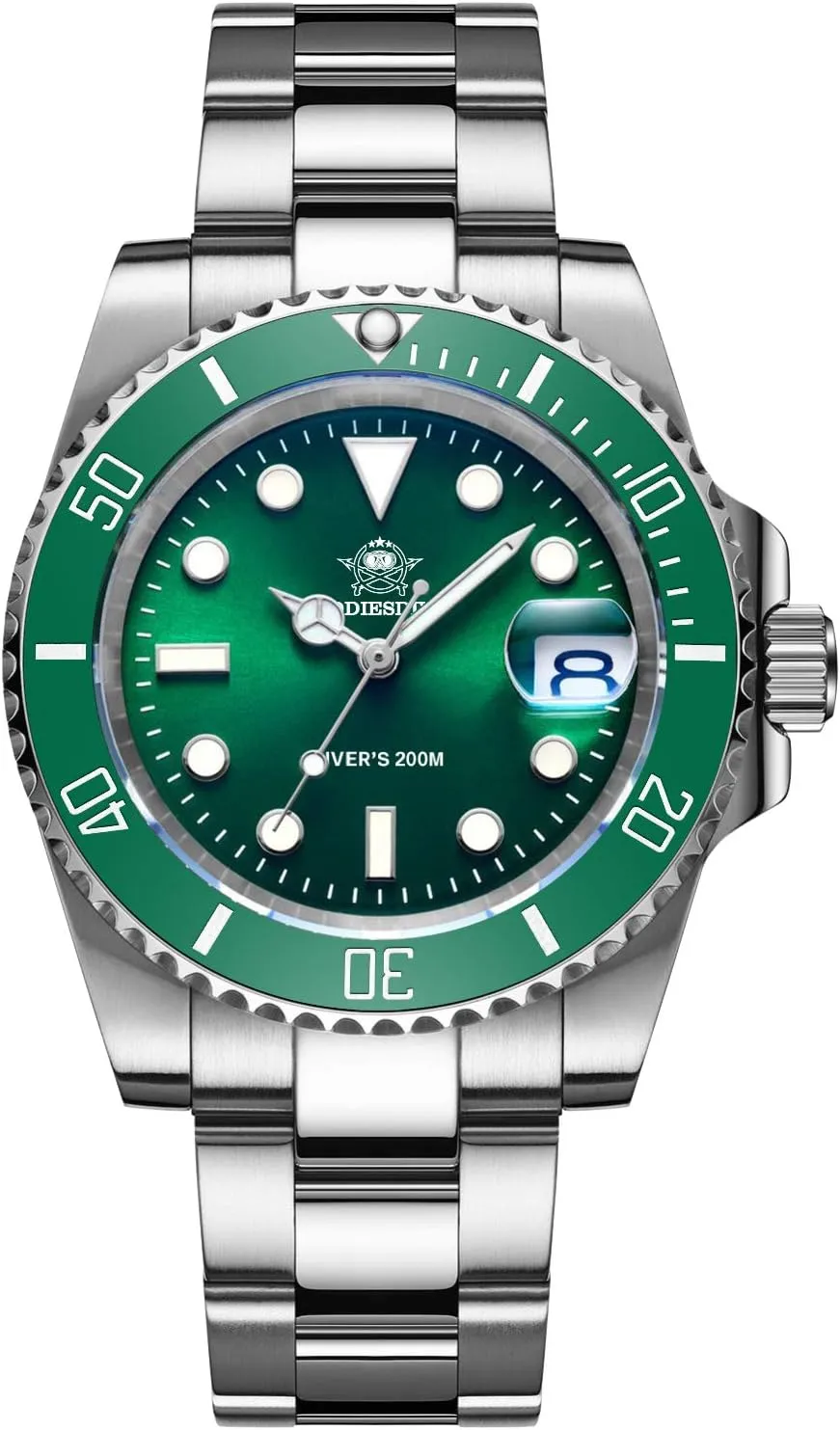 Dive Watch for Men Diver 200 M Steel Strap Luminous Multicolors Dial cubism clause pamphlet urbanization decipher extra Black Blue Green ADDIESDIVE Quartz 