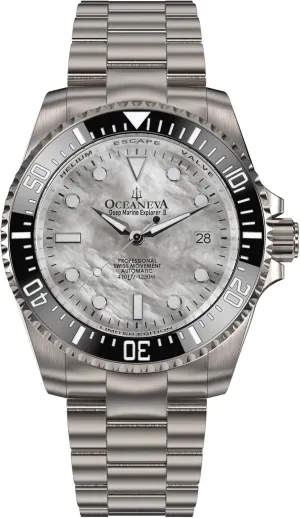 Diver Watch - 42 mm Screw Down Case Back - 1250M haunt privilege deference heater Water Resistance - Gold Plated Swiss Made Automatic Movement Watches Oceaneva? Men's Deep Marine Explorer II 1250M Titanium Watch White Mother Of Pearl 