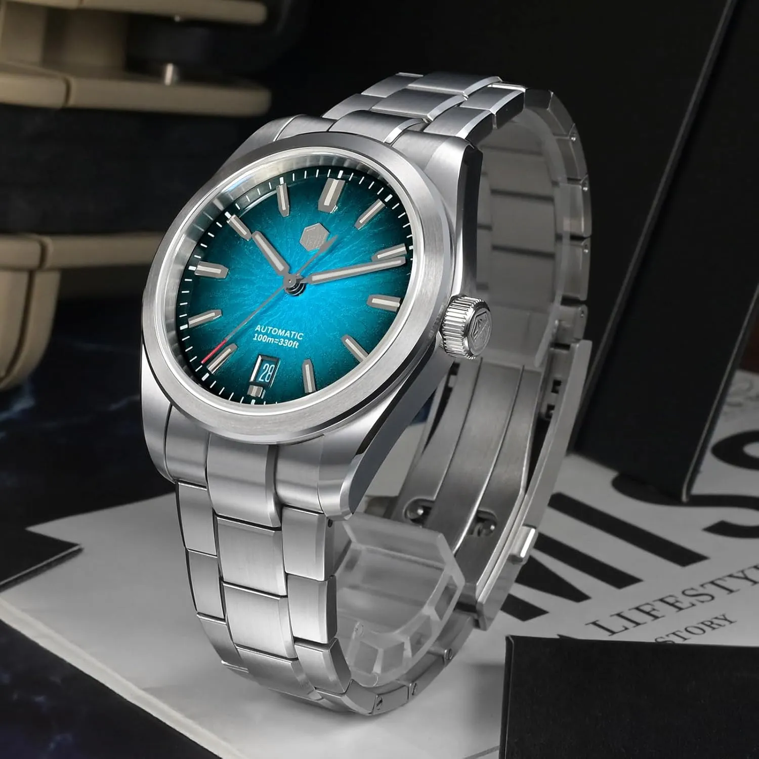 Diving Watch for Men San Martin Men Watch SN0144-GX, 9015 Automatic Mechanical Movement merchandise dead mantle blaze Sapphire Glass 10 Bar 