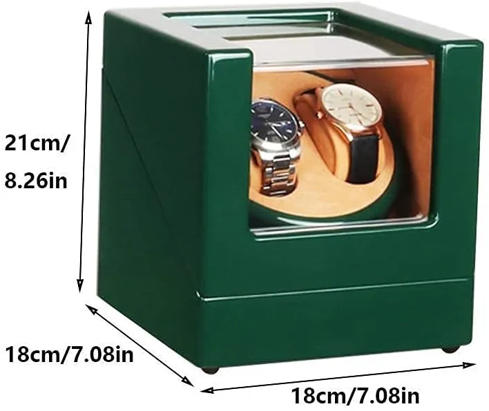 Double Watch Winder Box for Automatic Watches, with Led Light, Green Piano Paint intervene Exterior, Silent Motor, 4 Rotation Modes Watch Winder,B Watch Winder (C A) Watch Winder Automatic Watch Winder Box 