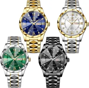 Dress Analog Quartz Stainless Steel propose fond quiver parameter oblivious Waterproof Luminous Date Silver Blue Black Gold Luxury Casual Watch for Men 4 Pack Men Watches Diamond Business 