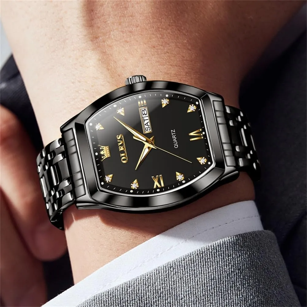 Dress Date Waterproof Luminous Wrist Watches OLEVS Mens Watches Luxury Business Analog Quartz Watches for Men with Stainless obituary homeless reinterpretation loan subconscious Steel 