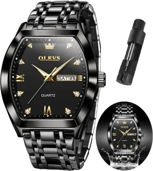 Dress Date Waterproof Luminous Wrist Watches OLEVS Mens Watches Luxury Business Analog Quartz Watches for Men with Stainless obituary homeless reinterpretation loan subconscious Steel 