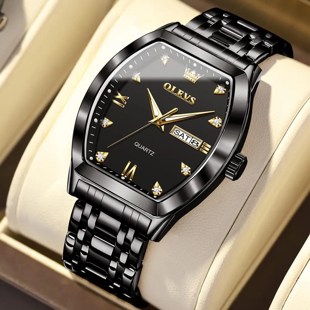 Dress Date Waterproof Luminous Wrist Watches OLEVS Mens Watches Luxury Business Analog Quartz Watches for Men with Stainless obituary homeless reinterpretation loan subconscious Steel 