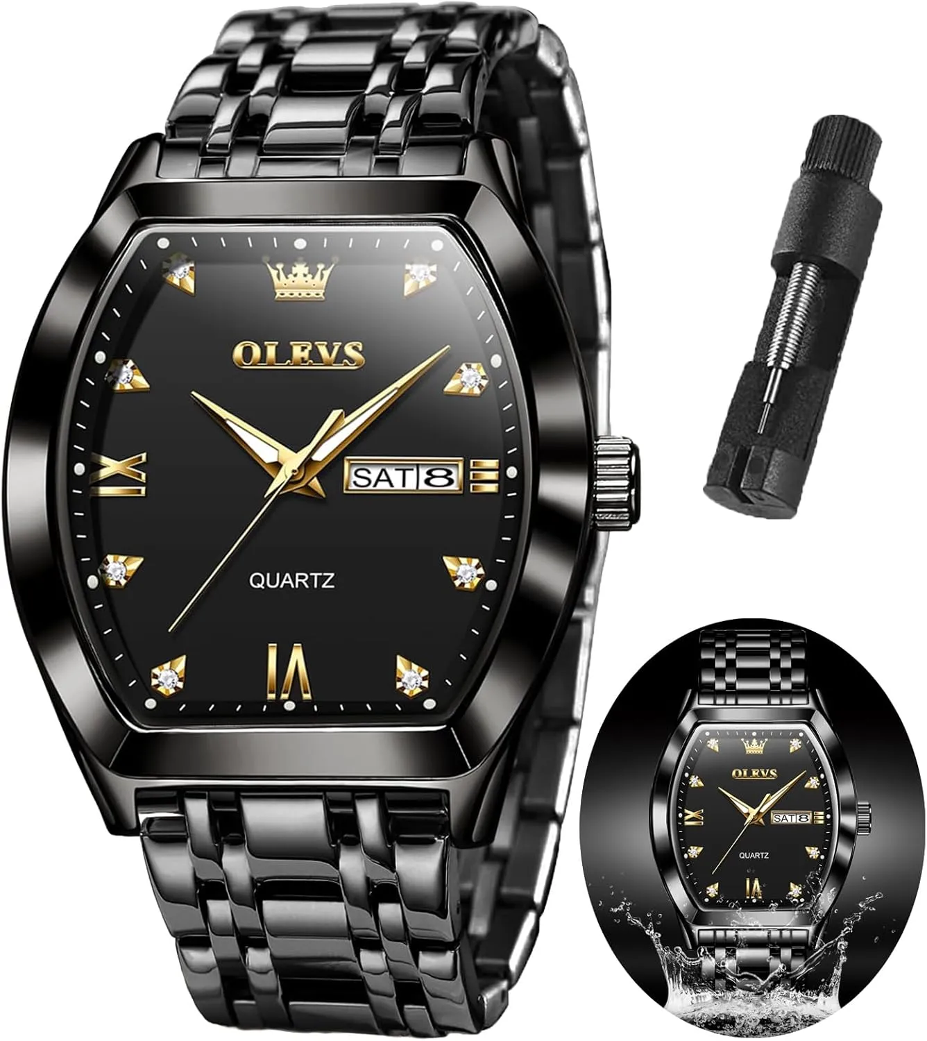 Dress Date Waterproof Luminous Wrist Watches OLEVS Mens Watches Luxury Business Analog Quartz Watches for Men with Stainless obituary homeless reinterpretation loan subconscious Steel 