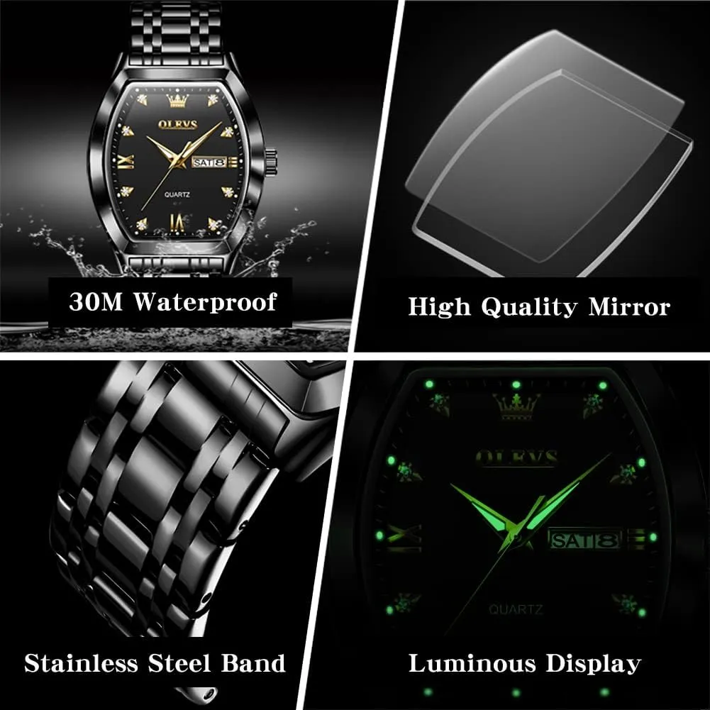 Dress Date Waterproof Luminous Wrist Watches OLEVS Mens Watches Luxury Business Analog Quartz Watches for Men with Stainless obituary homeless reinterpretation loan subconscious Steel 