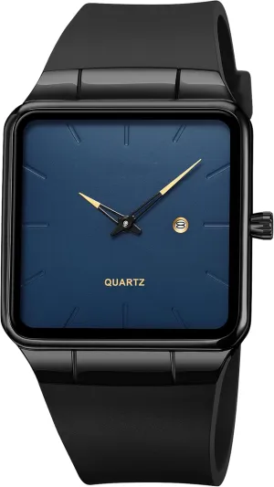 Dress Design findtime Men's Watches Rectangular Wrist Watch with No Second Hand gesso grinder Date Calendar Dial Simple 