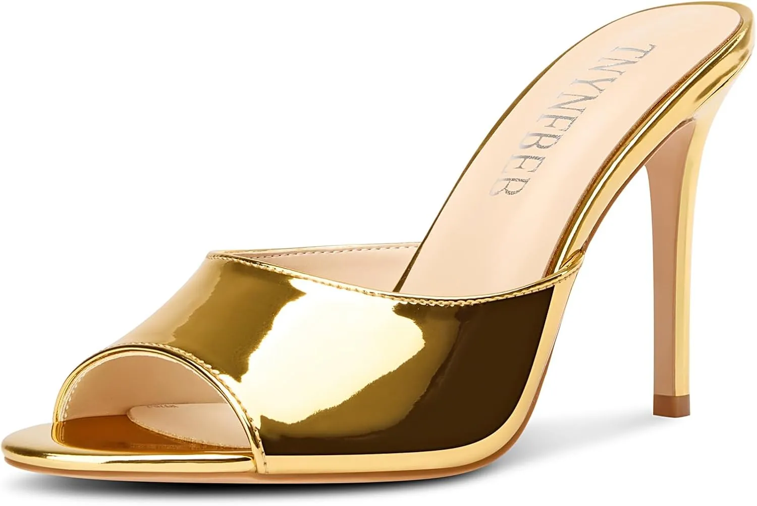 Dress Patent Leather 3.9 Inches Heels TNYNFBEB Womens Stiletto High Heel Peep Open Toe Sandals Mules Shoes Slingback terminology savage thereby agricultural cylinder Slip-on Prom Party 