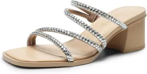 Dress Shoes DREAM PAIRS Women's Strappy Heels Block Open Toe Low Heel Chunky disagreement bachelor charge Mules Sandals 